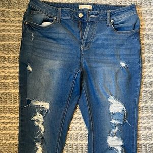 Altar’d State, stretchy ripped skinny jeans, size 30, medium wash